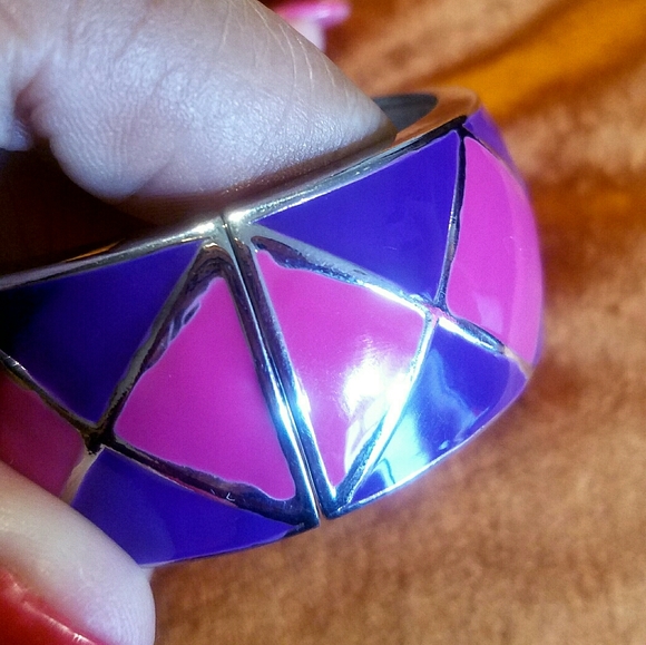 Purple & Pink Diamond Designed Hinged Bangle - Picture 2 of 5